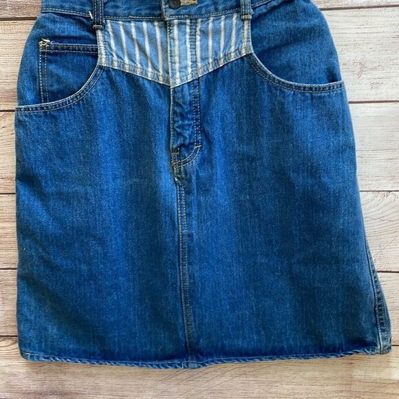 VINTAGE 80’s MIDDY BORDER‎ PATROL DENIM SKIRT - Picture 3 of 8